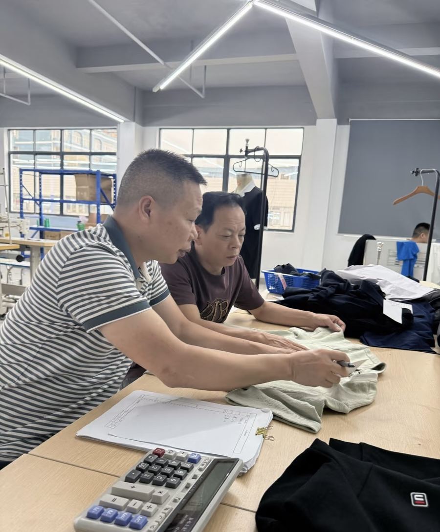 Checking garments at a factory